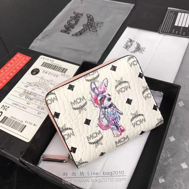 MCM女錢包 原單 8082兔子款 MCM小單拉錢包 單拉隔襠式散錢包 現金袋  mdmc1075